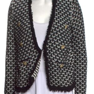 Intermix Houndstooth/ Tweed Black and White Cardigan